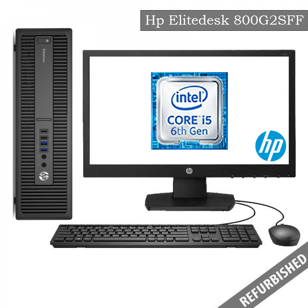 HP EliteDesk 800G2 SFF (i5 6th Gen, 8GB DDR3 RAM, 256GB SATA SSD, 19'' Monitor, Windows 10, 6 Months Warranty)