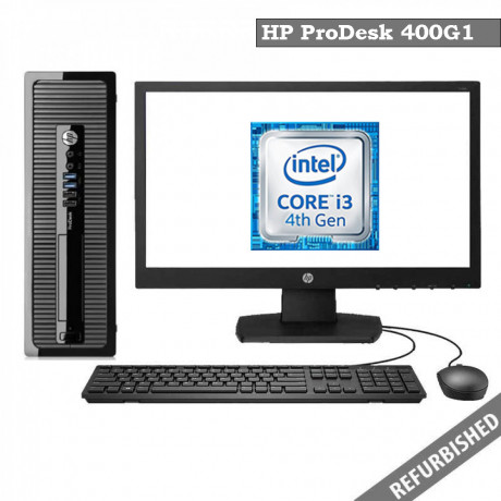 HP ProDesk 400G1 SFF (i3 4th Gen, 8GB DDR3 RAM, 256GB SATA SSD, 19'' Monitor, Windows 10, 6 Months Warranty)