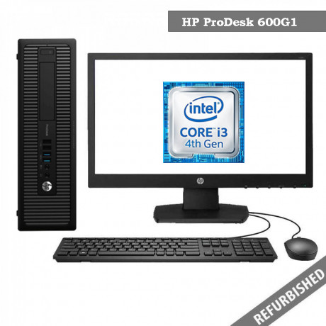 HP ProDesk 600G1 SFF (i3 4th Gen, 8GB DDR3 RAM, 256GB SATA SSD, 19'' Monitor, Windows 10, 6 Months Warranty)