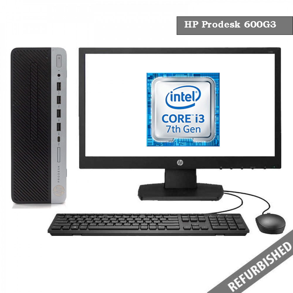 HP ProDesk 600G3 SFF (i3 7th Gen, 8GB DDR3 RAM, 256GB SATA SSD, 19'' Monitor, Windows 10, 6 Months Warranty)