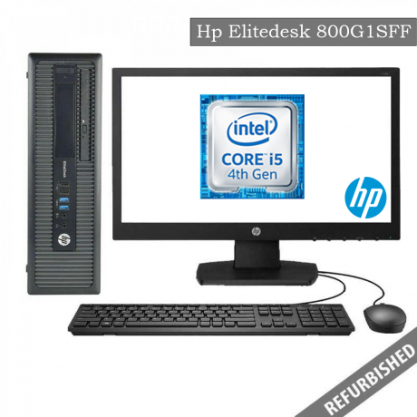 Refublished HP EliteDesk 800G1 SFF (i5 4th Gen, 8GB DDR3 RAM, 256GB SATA SSD, 19'' Monitor, Windows 10, 6 Months Warranty)