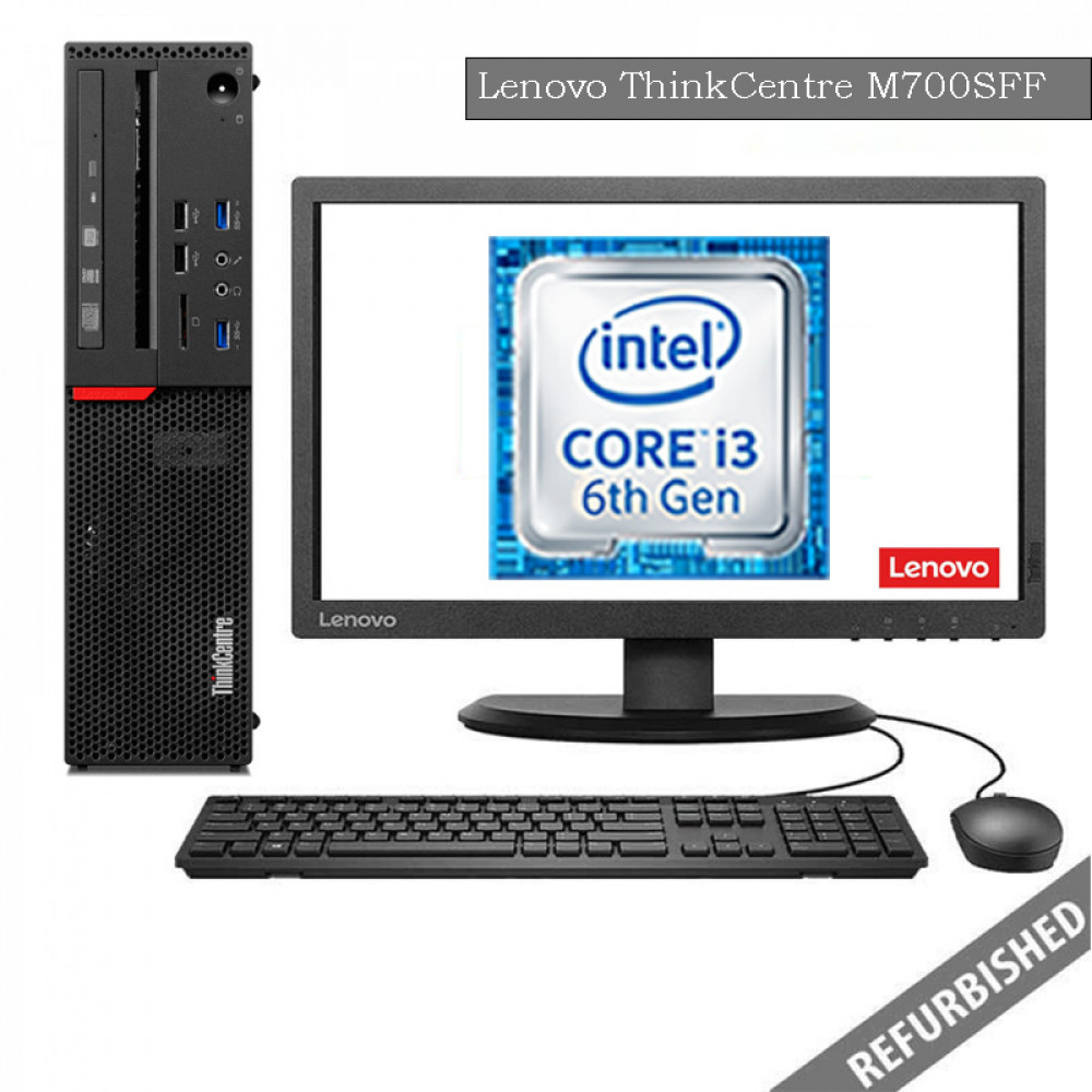 Lenovo ThinkCentre M700 SFF (i3 6th Gen, 8GB DDR3 RAM, 256GB SATA SSD, 19'' Monitor, Windows 10, 6 Months Warranty)