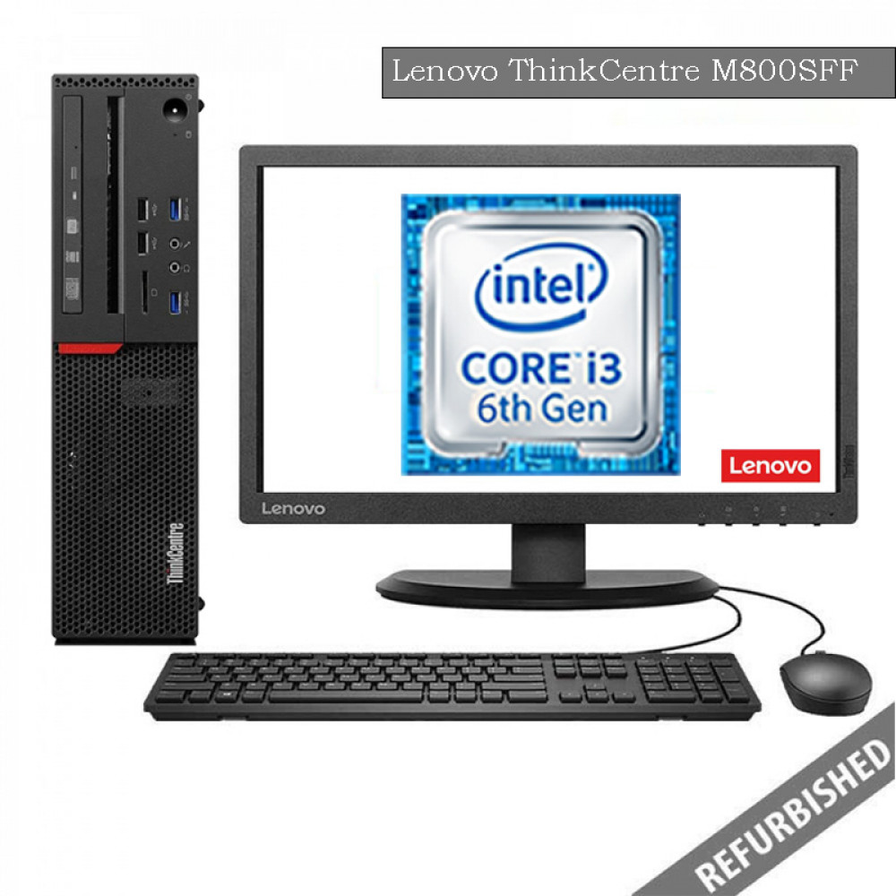 Lenovo ThinkCentre M800 SFF (i3 6th Gen, 8GB DDR3 RAM, 256GB SATA SSD, 19'' Monitor, Windows 10, 6 Months Warranty)