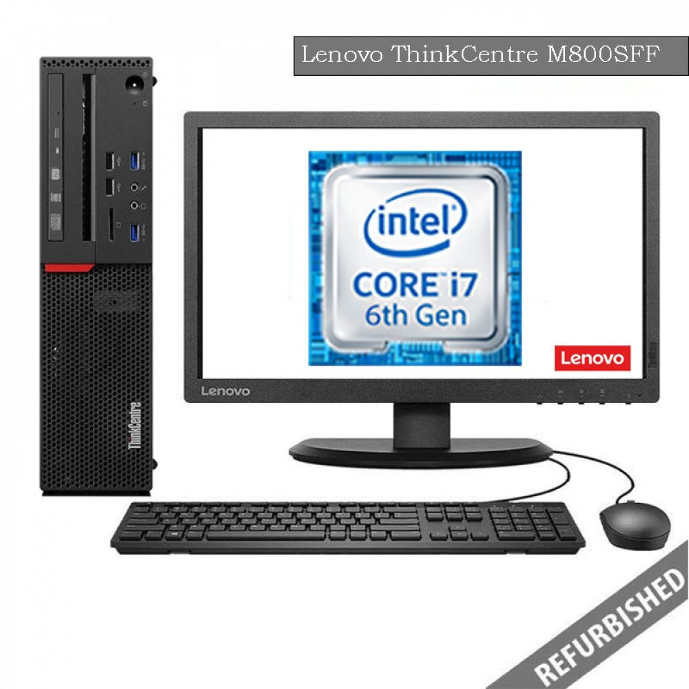 Lenovo ThinkCentre M800 SFF (i7 6th Gen, 8GB DDR3 RAM, 256GB SATA SSD, 19'' Monitor, Windows 10, 6 Months Warranty)