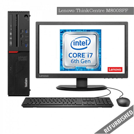 Lenovo ThinkCentre M800 SFF (i7 6th Gen, 8GB DDR3 RAM, 256GB SATA SSD, 19'' Monitor, Windows 10, 6 Months Warranty)