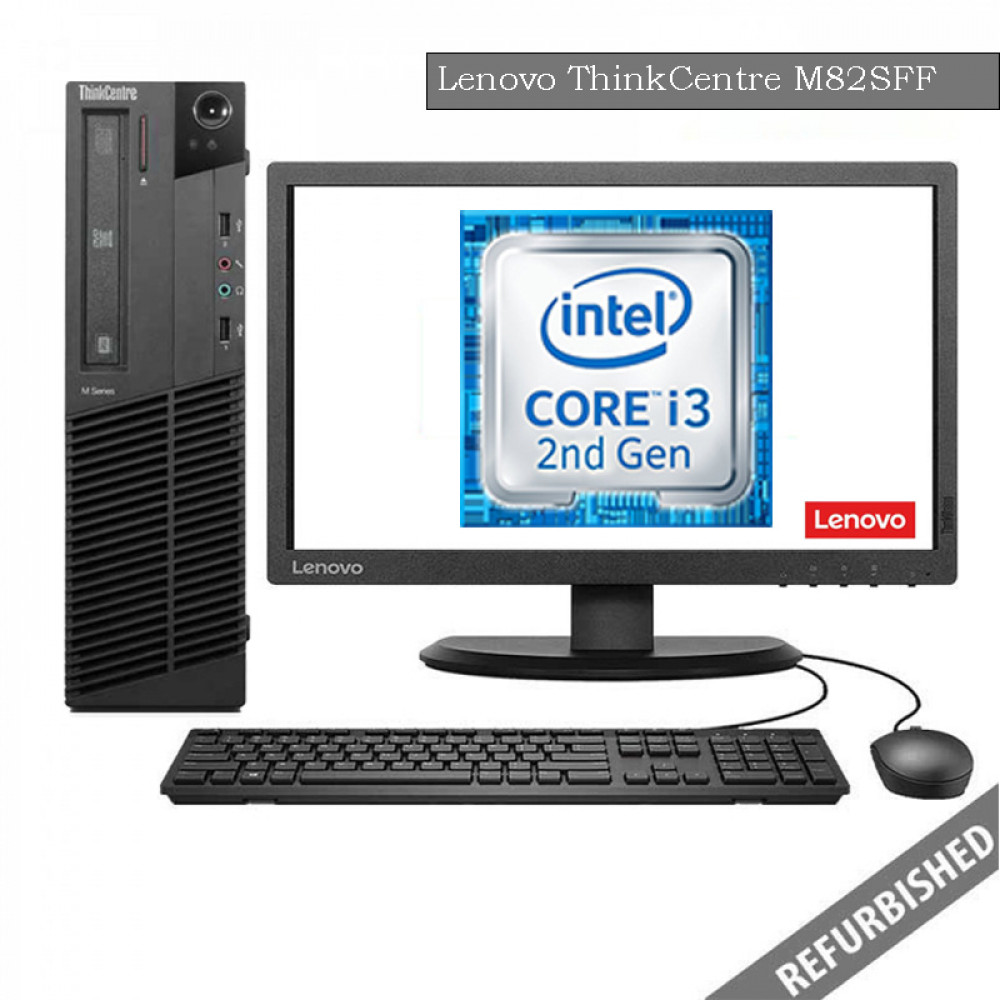 Lenovo ThinkCentre M82 SFF (i3 2nd Gen, 8GB DDR3 RAM, 256GB SATA SSD, 19'' Monitor, Windows 10, 6 Months Warranty)