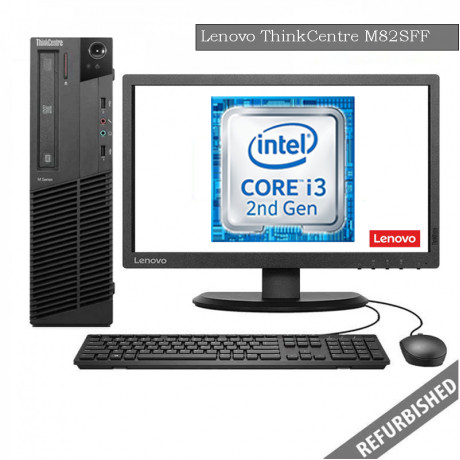 Lenovo ThinkCentre M82 SFF (i3 2nd Gen, 8GB DDR3 RAM, 256GB SATA SSD, 19'' Monitor, Windows 10, 6 Months Warranty)