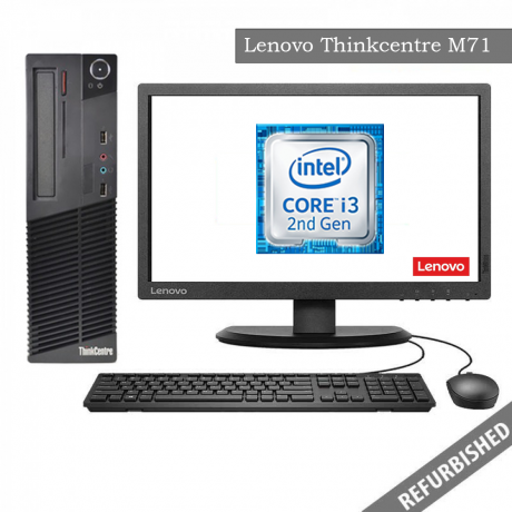 Lenovo ThinkCentre M71e SFF (i3 2nd Gen, 8GB DDR3 RAM, 256GB SATA SSD, 19'' Monitor, Windows 10, 6 Months Warranty)