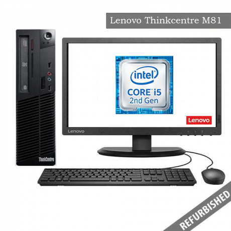 Lenovo ThinkCentre M81 SFF (i5 2nd Gen, 8GB DDR3 RAM, 256GB SATA SSD, 19'' Monitor, Windows 10, 6 Months Warranty)