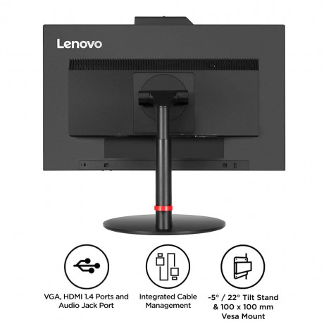 Lenovo ThinkVision T22v-10 21.5 Inch Wide FHD VoIP Monitor with Speaker and Webcam