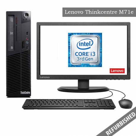 Lenovo ThinkCentre M72e SFF (i3 3rd Gen, 8GB DDR3 RAM, 256GB SATA SSD, 19'' Monitor, Windows 10, 6 Months Warranty)