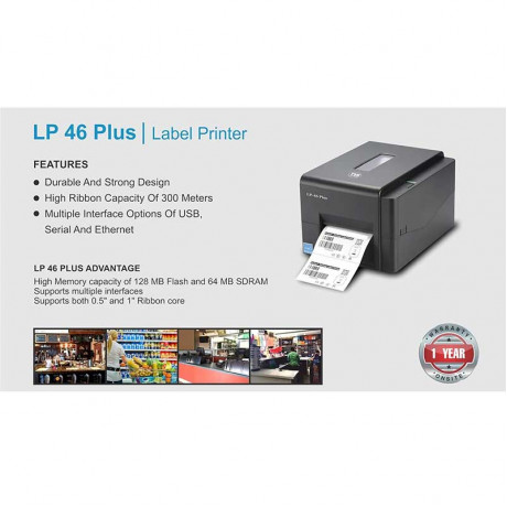 TVS Electronics LP 46 Plus Label-Barcode Printer (Black)