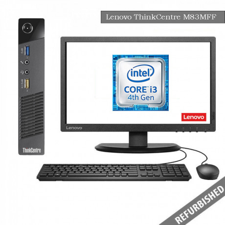 Lenovo ThinkCentre M83 MFF (i3 4th Gen, 8GB DDR3 RAM, 256GB SATA SSD, 19'' Monitor, Windows 10, 6 Months Warranty)