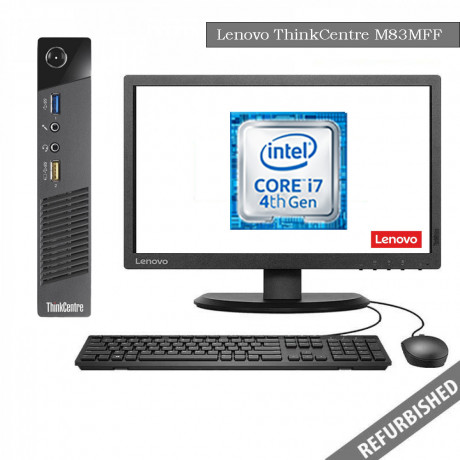 Lenovo ThinkCentre M83 MFF (i7 4th Gen, 8GB DDR3 RAM, 256GB SATA SSD, 19inch Monitor, Windows 10, 6 Months Warranty)