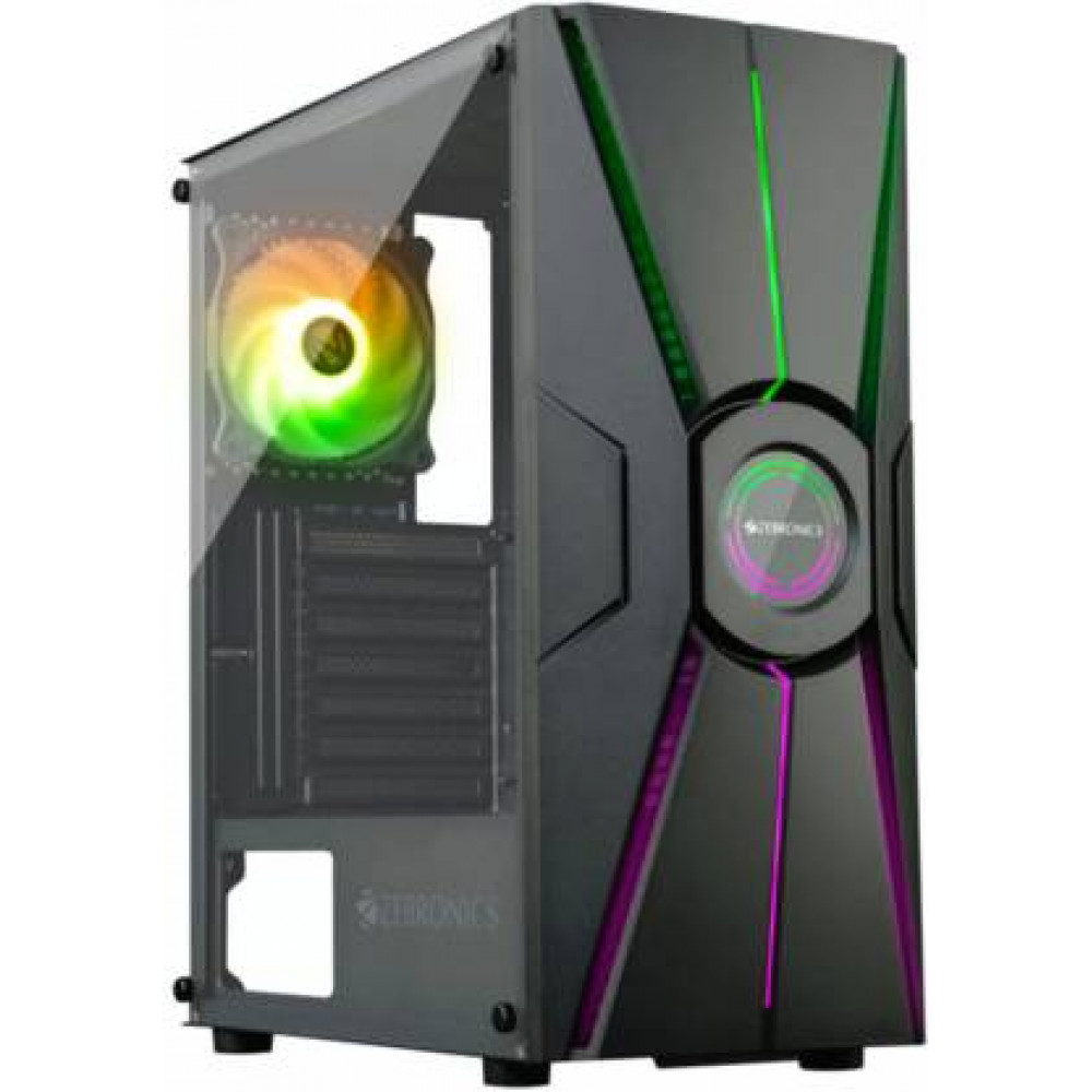 Zebronics Zeb-Ashin Mid-Tower Computer Gaming Cabinet With RGB Light- Black (MT)
