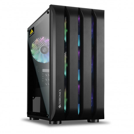 Zebronics Zeb-AVID Premium Mid-Tower Computer Gaming Cabinet With RGB Light- Black (MT)