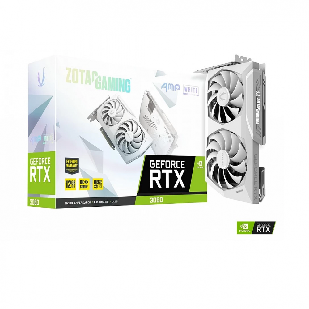 ZOTAC Gaming GeForce RTX 3060 AMP White Edition 12GB GDDR6 192-Bit Dual Fan Graphics Card