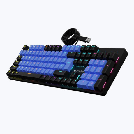 Zebronics Zeb-Nitro Plus Full Size Mechanical Keyboard with 104 Keys/ 12 Backlight LED Modes/ 3 Levels of Brightness/ Bottom Rubber Grip (Blue Black)