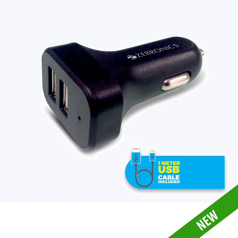 Zebronics Car Charger 45W Type C & 18W USB-A Port, Mobile Charging port