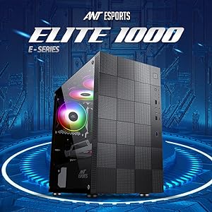 AntEsportsElite1000TGMid-TowerComputerCaseGamingCabinet-BlackSupportsM-ATXITXwit